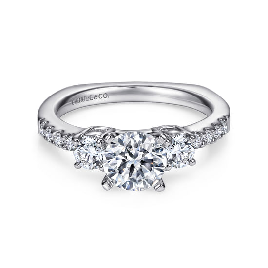 Gabriel - Platinum Round Three Stone Diamond Engagement Ring