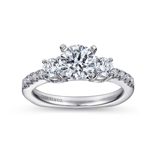Platinum Round Three Stone Diamond Engagement Ring