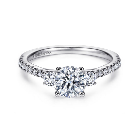 Gabriel - Platinum Round Three Stone Diamond Engagement Ring