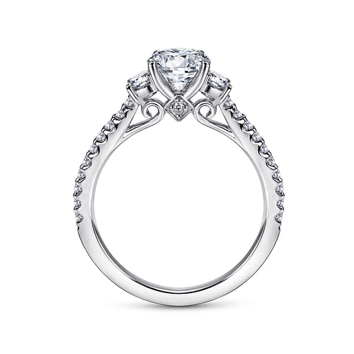 Platinum Round Three Stone Diamond Engagement Ring