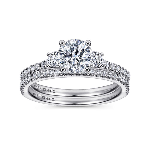 Platinum Round Three Stone Diamond Engagement Ring