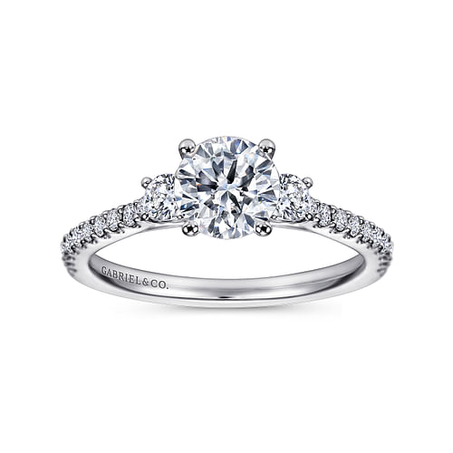 Platinum Round Three Stone Diamond Engagement Ring