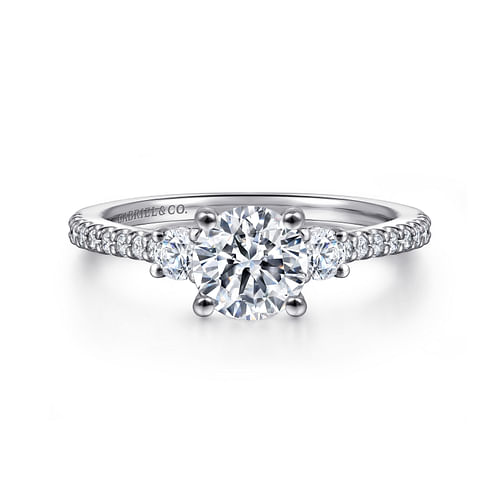 Platinum Round Three Stone Diamond Engagement Ring