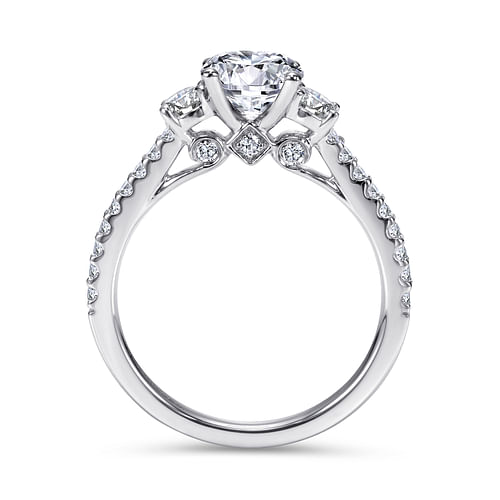 Platinum Round Three Stone Diamond Engagement Ring