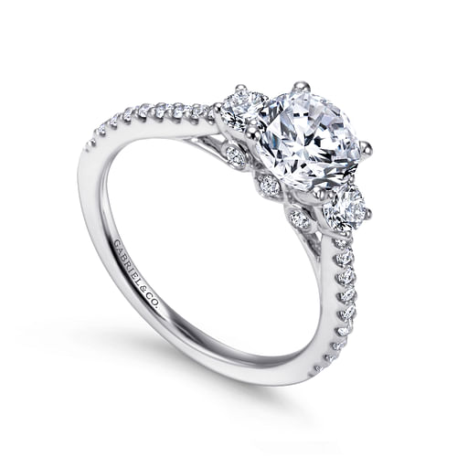 Platinum Round Three Stone Diamond Engagement Ring