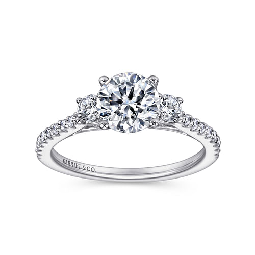 Platinum Round Three Stone Diamond Engagement Ring