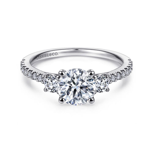 Platinum Round Three Stone Diamond Engagement Ring
