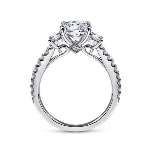 Platinum Round Three Stone Diamond Engagement Ring