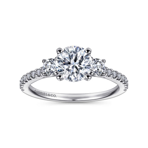 Platinum Round Three Stone Diamond Engagement Ring