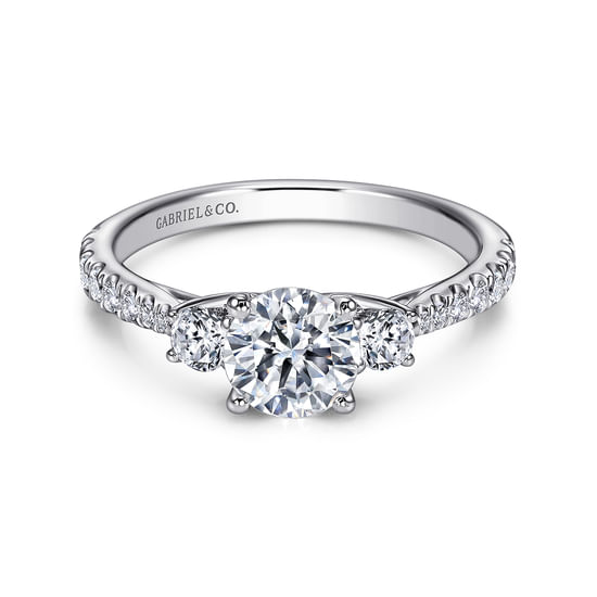 Gabriel - Platinum Round Three Stone Diamond Engagement Ring