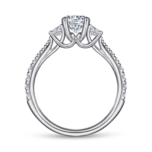 Platinum Round Three Stone Diamond Engagement Ring