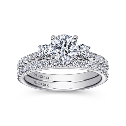 Platinum Round Three Stone Diamond Engagement Ring