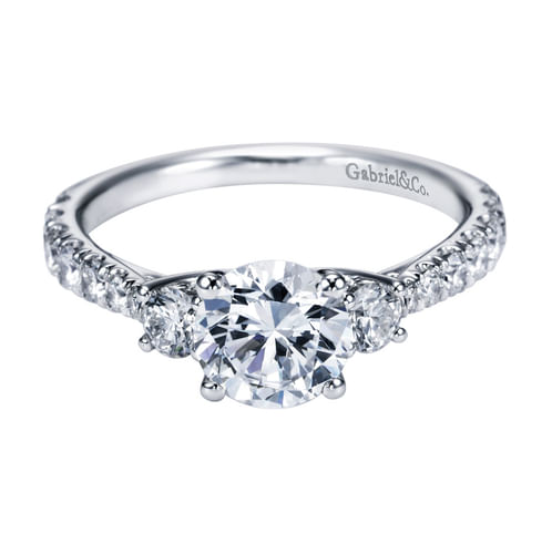 Platinum Round Three Stone Diamond Engagement Ring