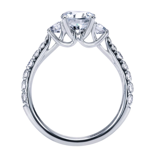 Platinum Round Three Stone Diamond Engagement Ring