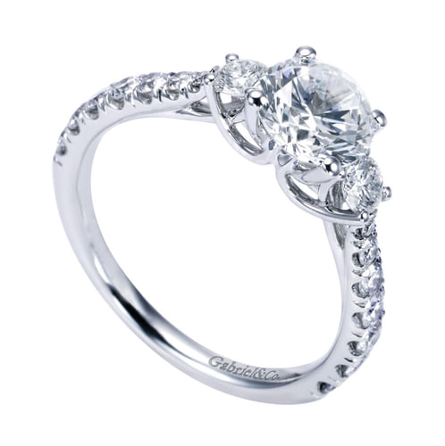 Platinum Round Three Stone Diamond Engagement Ring