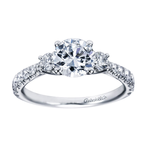Platinum Round Three Stone Diamond Engagement Ring