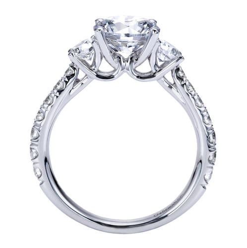 Platinum Round Three Stone Diamond Engagement Ring