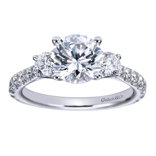 Platinum Round Three Stone Diamond Engagement Ring