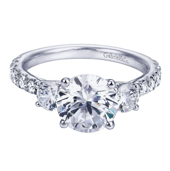 Gabriel - Platinum Round Three Stone Diamond Engagement Ring