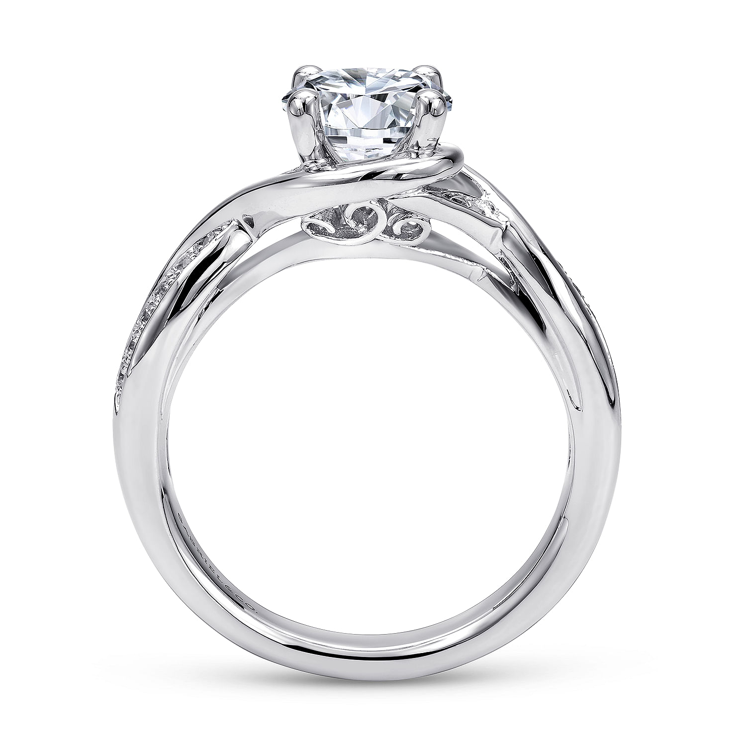 Platinum Round Twisted Diamond Channel Set Engagement Ring