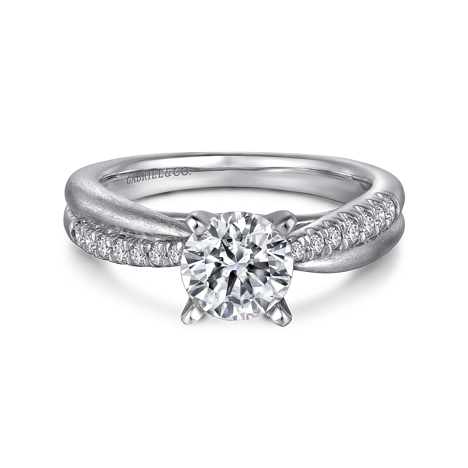 Gabriel - Platinum Round Twisted Diamond Engagement Ring