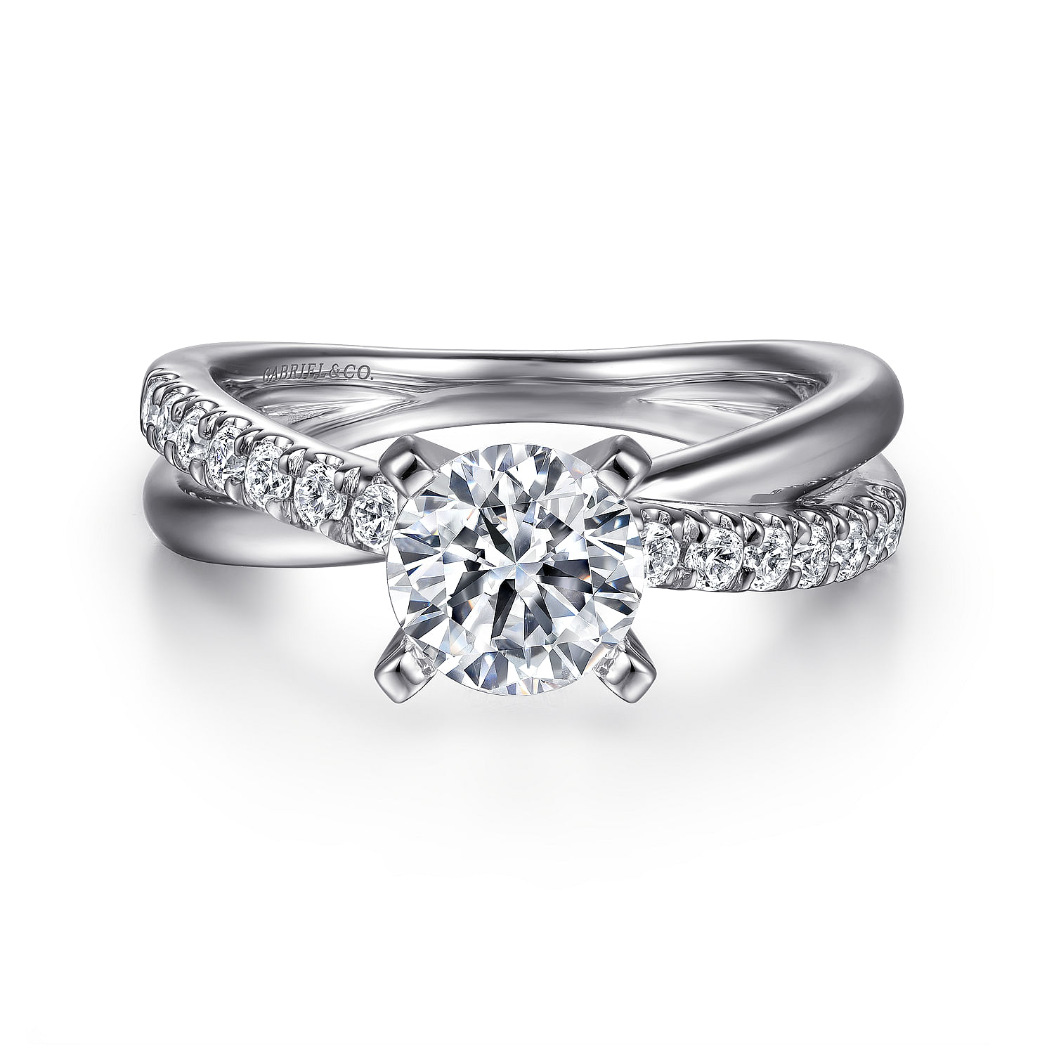 Gabriel - Platinum Round Twisted Diamond Engagement Ring
