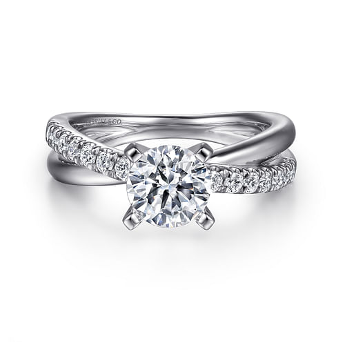 Platinum Round Twisted Diamond Engagement Ring