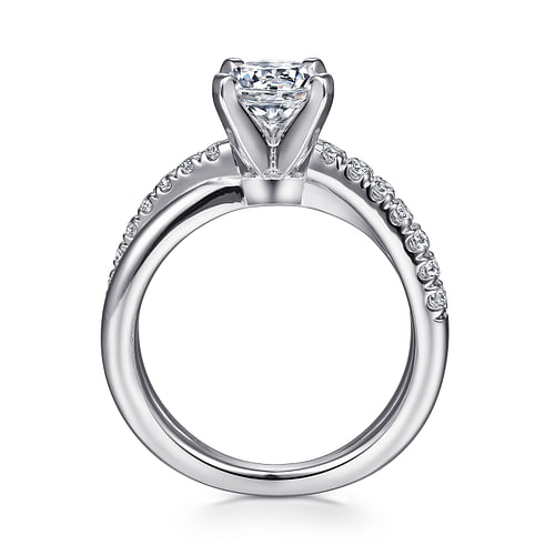 Platinum Round Twisted Diamond Engagement Ring