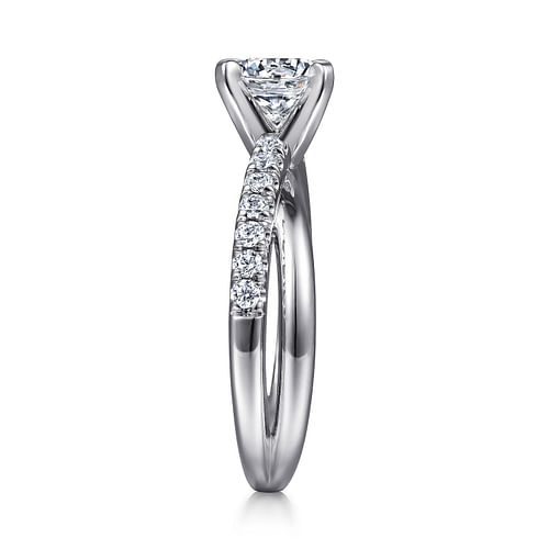 Platinum Round Twisted Diamond Engagement Ring