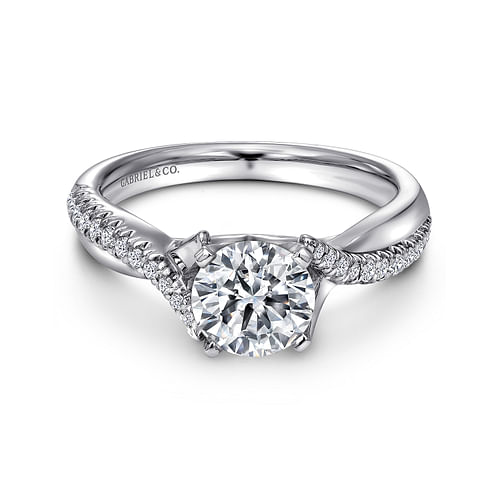 Platinum Round Twisted Diamond Engagement Ring