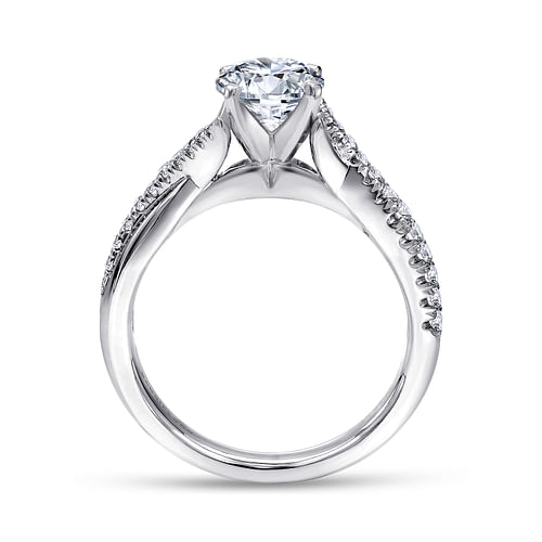 Platinum Round Twisted Diamond Engagement Ring