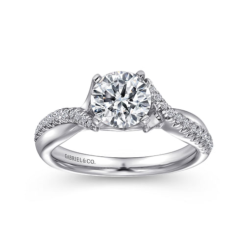 Platinum Round Twisted Diamond Engagement Ring