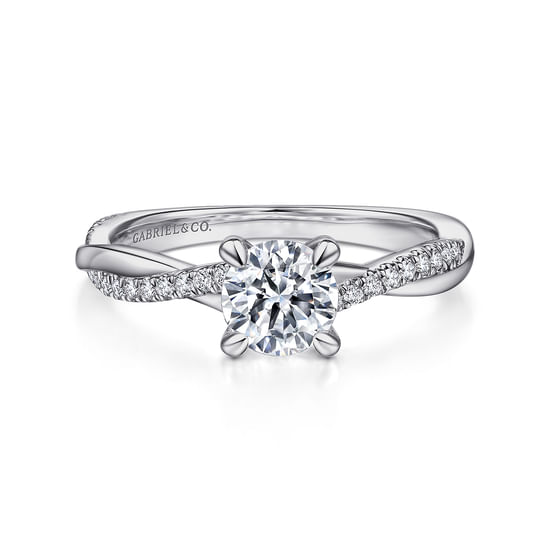Gabriel - Platinum Round Twisted Diamond Engagement Ring