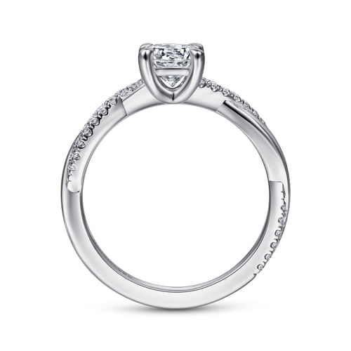 Platinum Round Twisted Diamond Engagement Ring