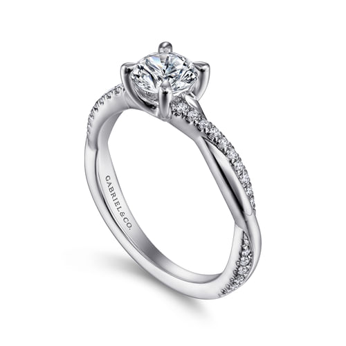 Platinum Round Twisted Diamond Engagement Ring
