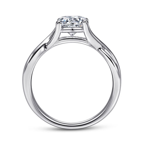 Platinum Round Twisted Diamond Engagement Ring