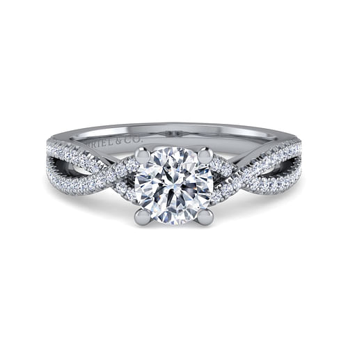 Platinum Round Twisted Diamond Engagement Ring