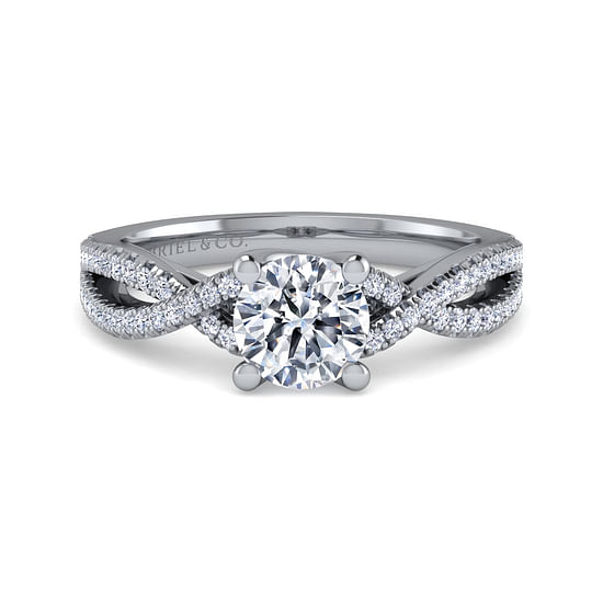 Gabriel - Platinum Round Twisted Diamond Engagement Ring