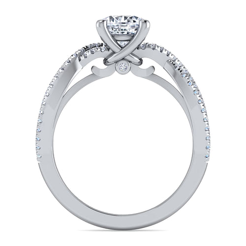 Platinum Round Twisted Diamond Engagement Ring