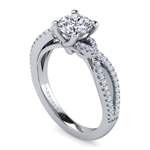 Platinum Round Twisted Diamond Engagement Ring