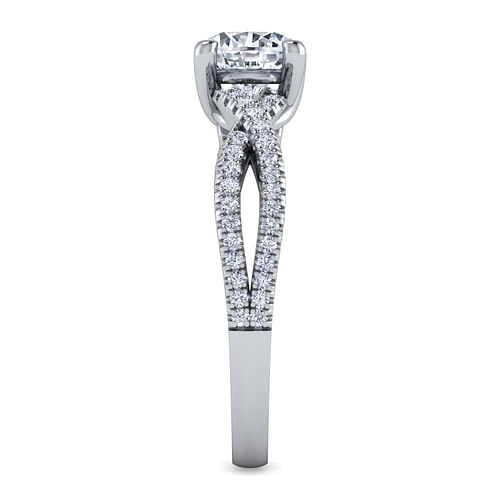 Platinum Round Twisted Diamond Engagement Ring