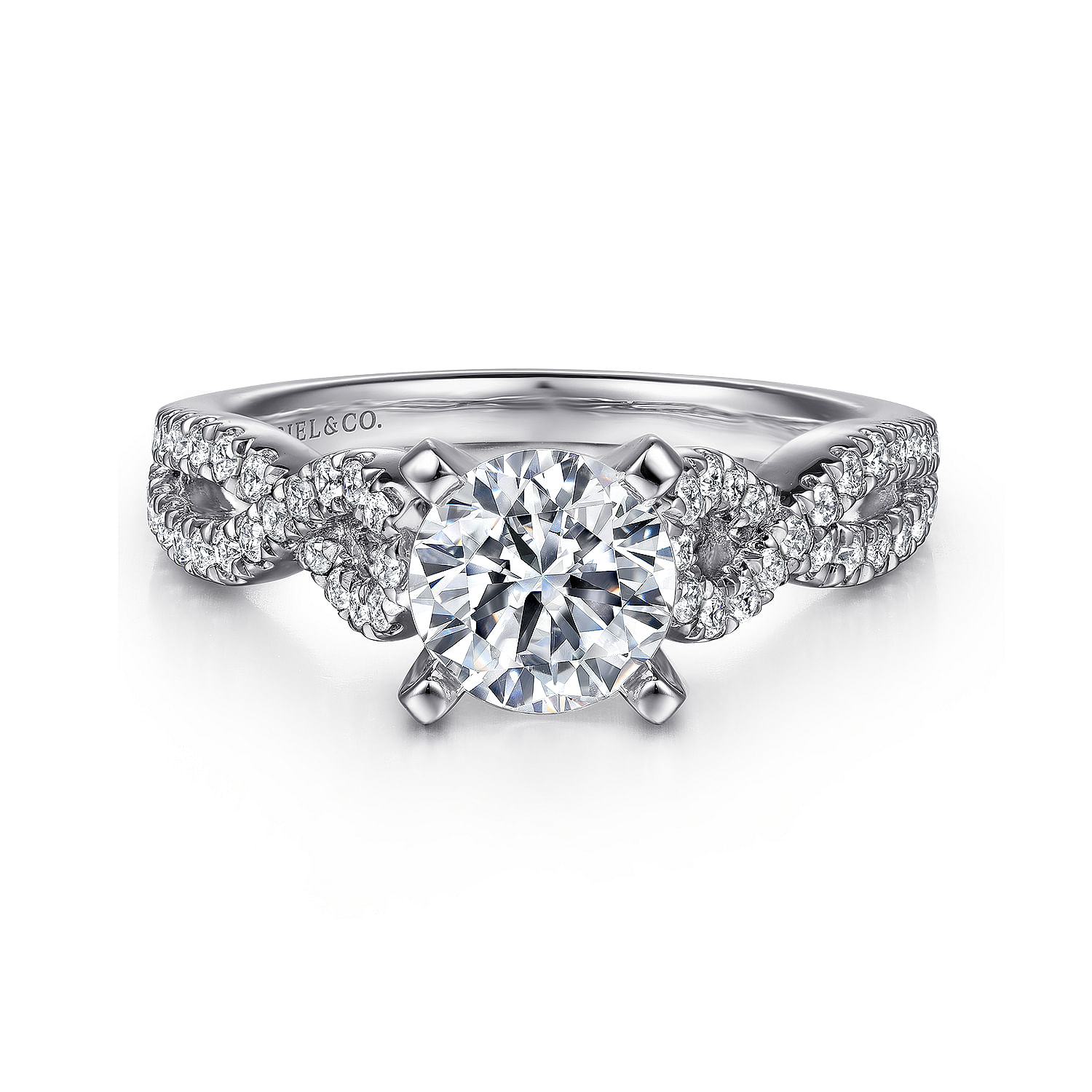Platinum Round Twisted Diamond Engagement Ring