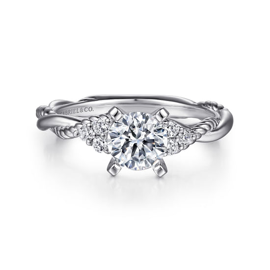 Gabriel - Platinum Round Twisted Diamond Engagement Ring
