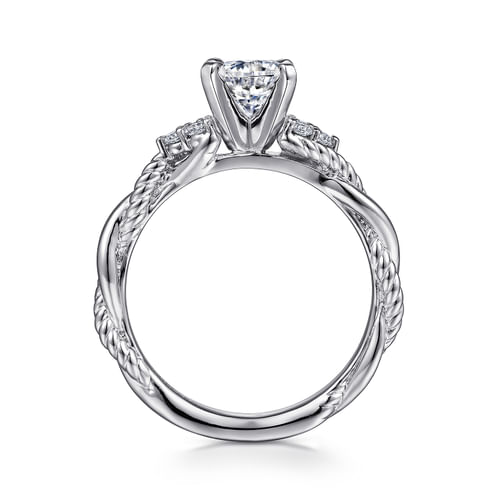 Platinum Round Twisted Diamond Engagement Ring