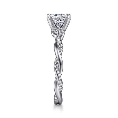 Platinum Round Twisted Diamond Engagement Ring