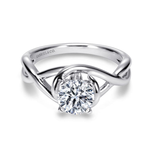 Platinum Round Twisted Diamond Engagement Ring