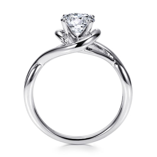 Platinum Round Twisted Diamond Engagement Ring