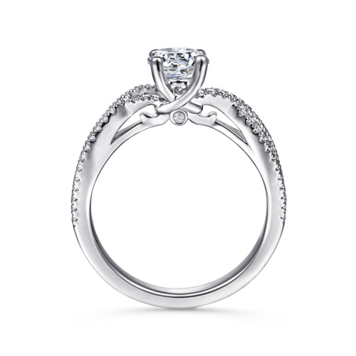 Platinum Round Twisted Diamond Engagement Ring