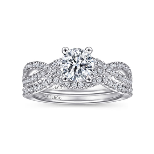 Platinum Round Twisted Diamond Engagement Ring