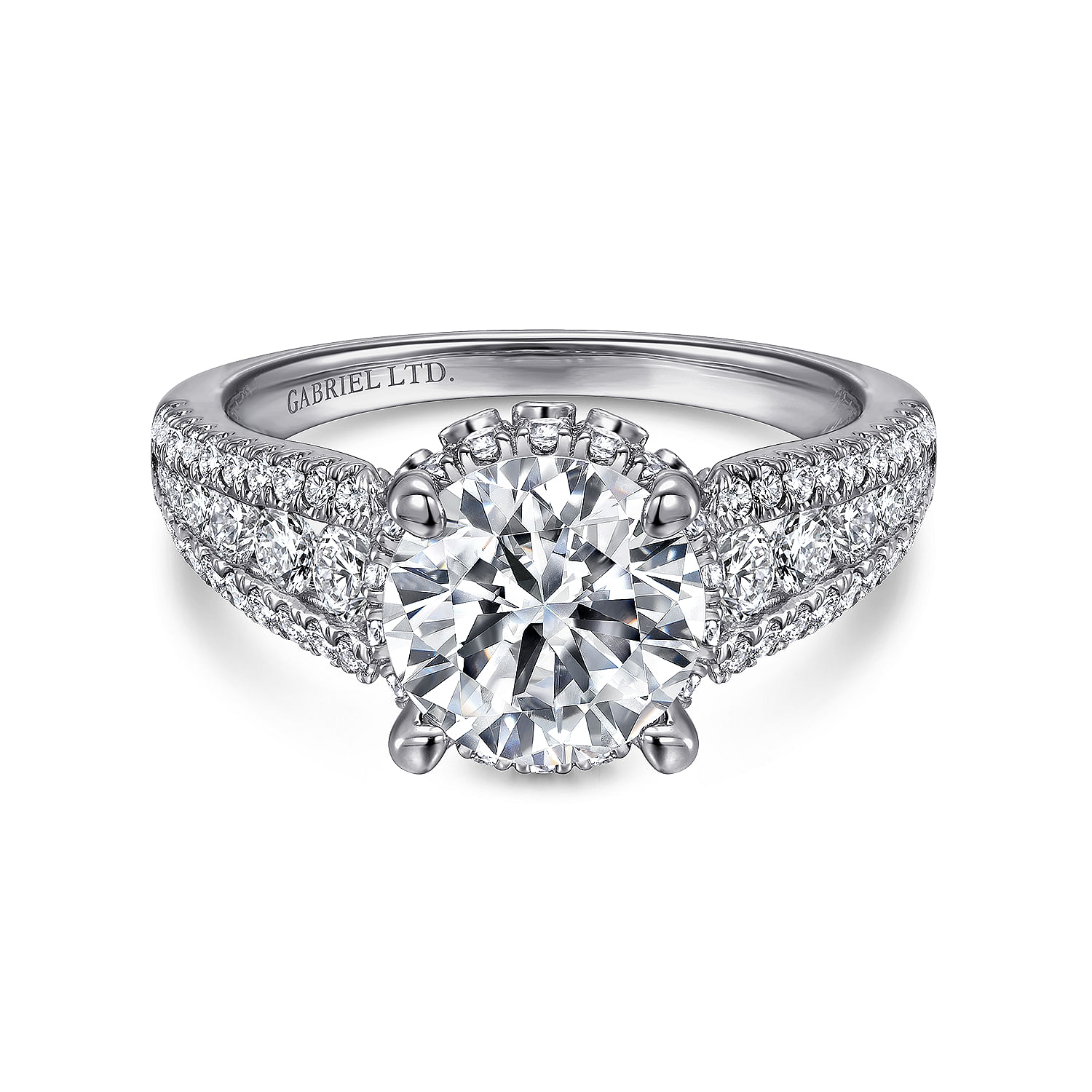 Gabriel - Platinum Round Wide Band Diamond Engagement Ring
